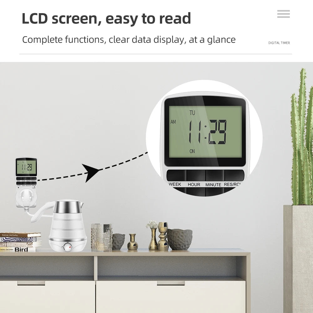 Electronic Digital Timer Switch Kitchen Timer Outlet Programmable Timing Socket EU/US/FR/UK/AU Plug Timer Switch 220V 110V