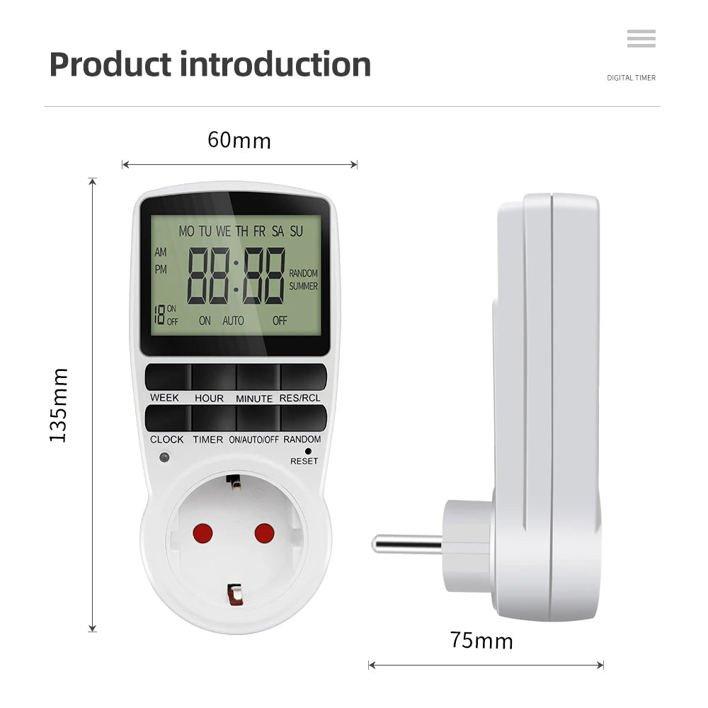 Electronic Digital Timer Switch Kitchen Timer Outlet Programmable Timing Socket EU/US/FR/UK/AU Plug Timer Switch 220V 110V