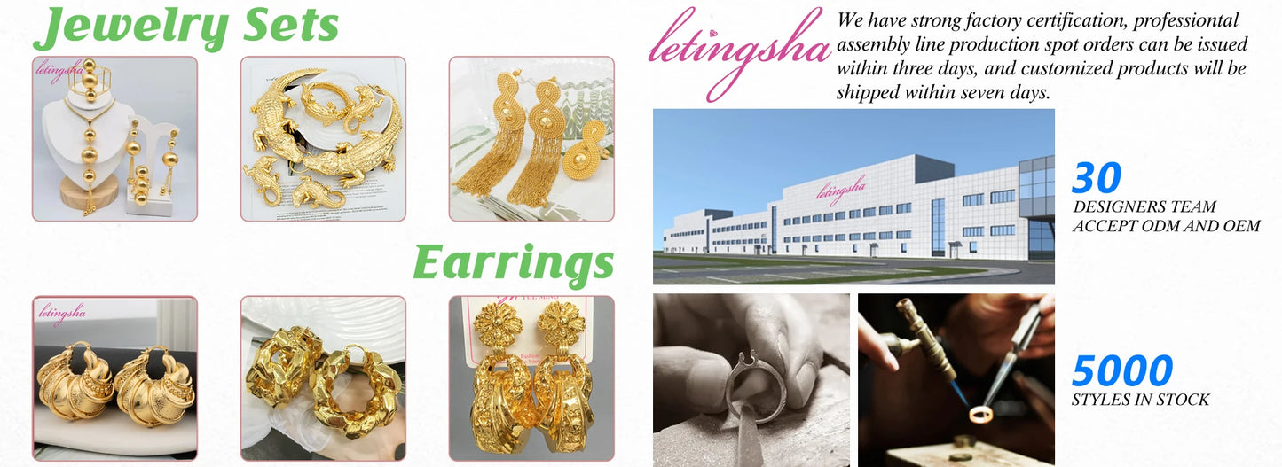 African Nigerian Jewelry Set Necklace Bracelet Earrings Ring Set Exaggerated Elegant Luxury Ladies Party Wedding Jewelry Set