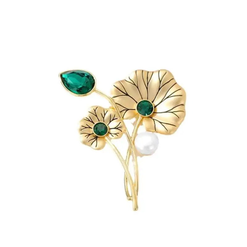 Fashion Exquisite Lotus Leaf Flower Brooches For Women Clothing Coat Jewelry Accessries Gifts