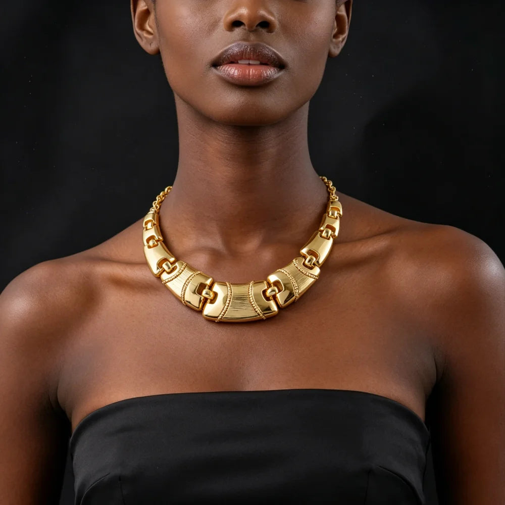 African Nigerian Jewelry Set Necklace Bracelet Earrings Ring Set Exaggerated Elegant Luxury Ladies Party Wedding Jewelry Set