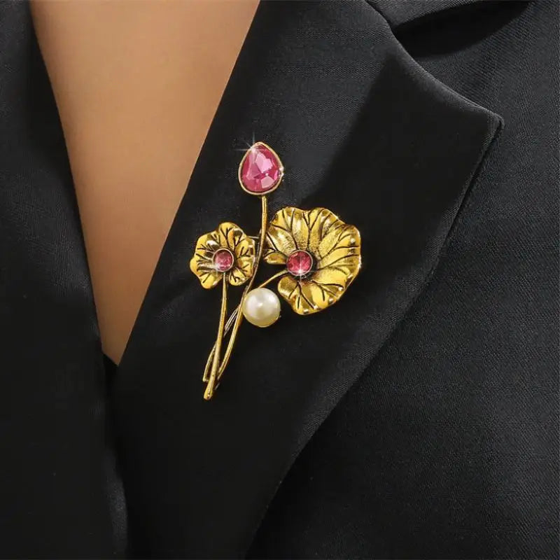 Fashion Exquisite Lotus Leaf Flower Brooches For Women Clothing Coat Jewelry Accessries Gifts