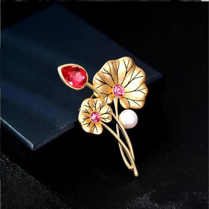 Fashion Exquisite Lotus Leaf Flower Brooches For Women Clothing Coat Jewelry Accessries Gifts