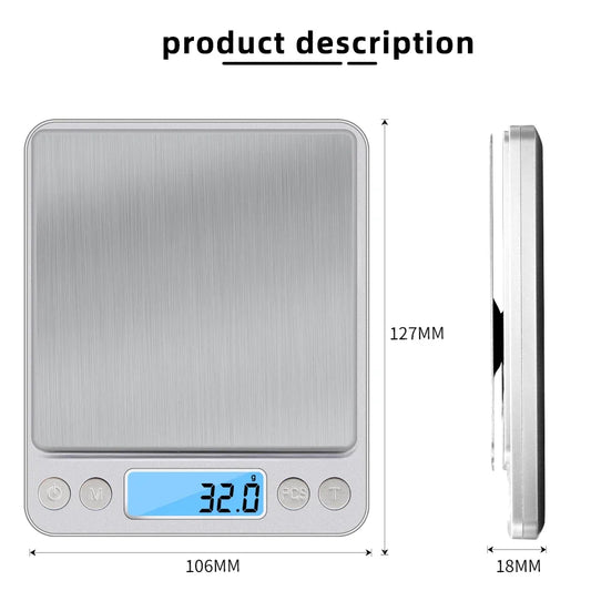 Portable multi specification digital kitchen scale precision scale for food and jewelry postal scale, LCD electronic measurement