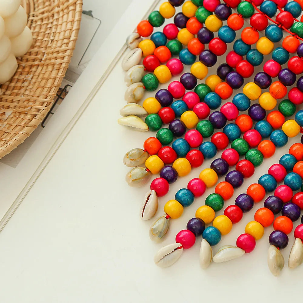 Handmade African Fashion Jewelry Costume Earrings Set Chunky Necklaces for Women Multi Strand Colorful Bead Layered Necklace Set