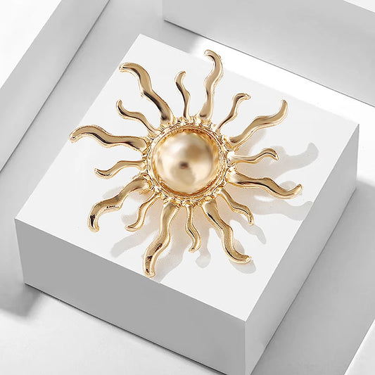 ●Fashion Personality Sun Flower Brooches Pin For Women Clothing Jewelry Party Accessories