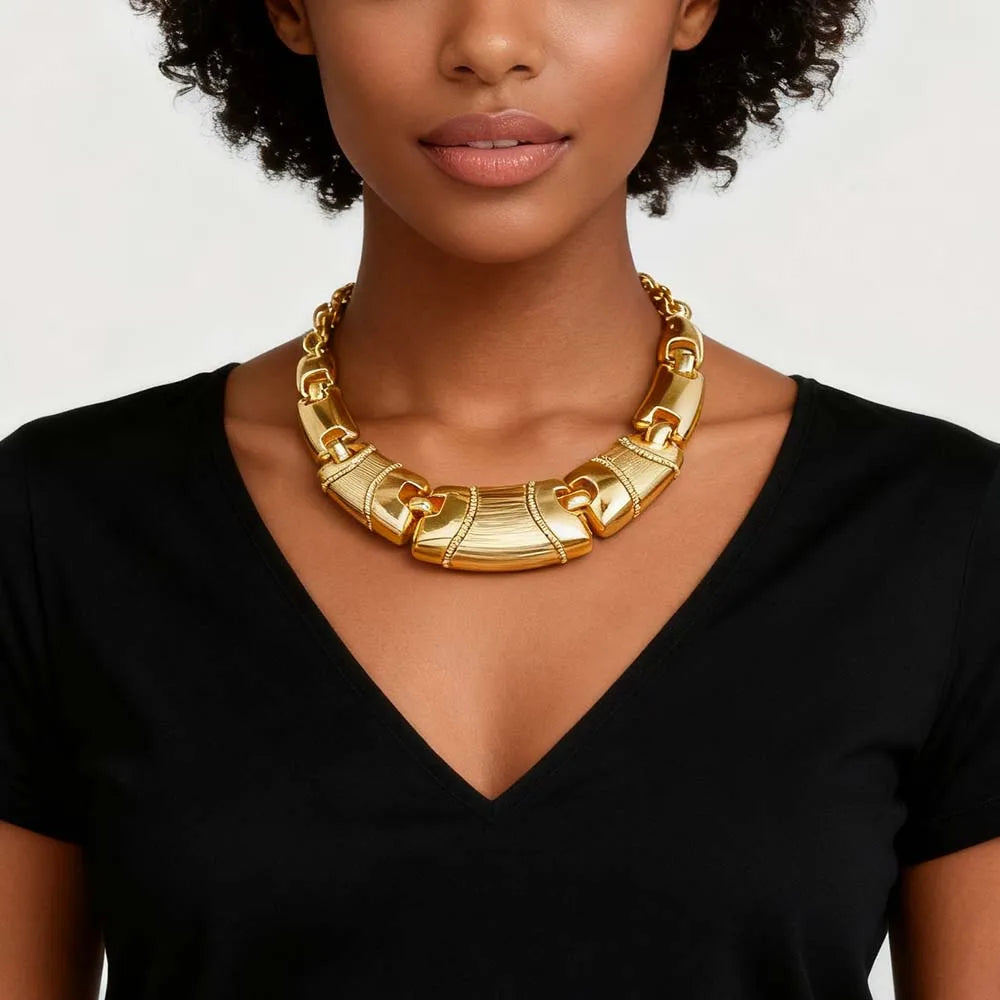 African Nigerian Jewelry Set Necklace Bracelet Earrings Ring Set Exaggerated Elegant Luxury Ladies Party Wedding Jewelry Set