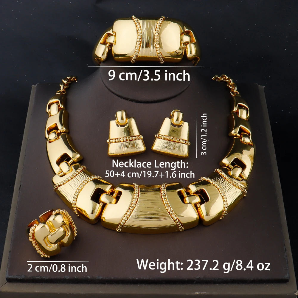 African Nigerian Jewelry Set Necklace Bracelet Earrings Ring Set Exaggerated Elegant Luxury Ladies Party Wedding Jewelry Set