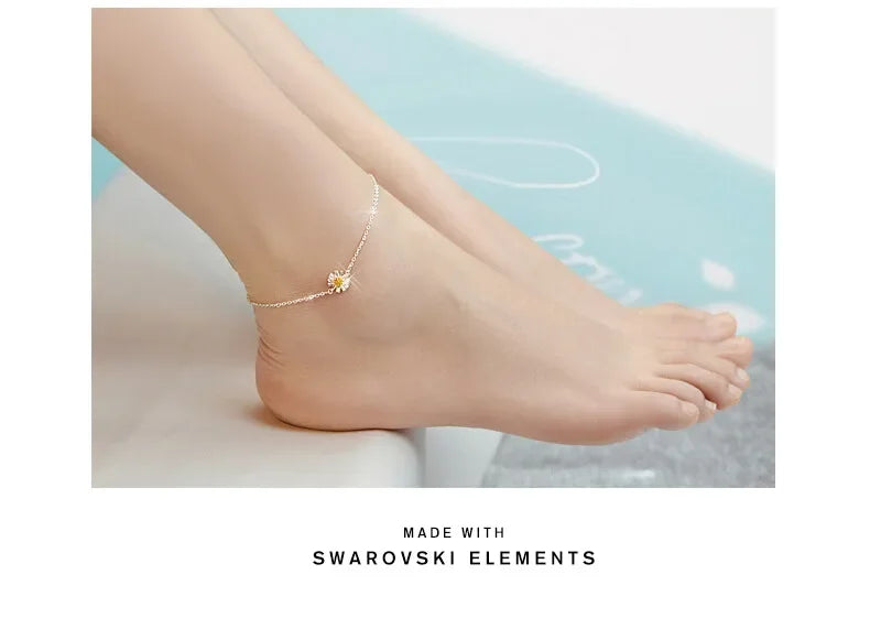 Fashion Chrysanthemum Chain For Women Anklet Hot Sale 925 Sterling Silver Anklets For Women Foot Jewelry Anklet On Foot