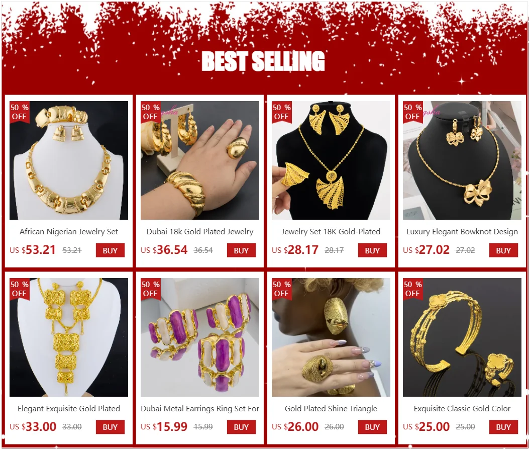 African Nigerian Jewelry Set Necklace Bracelet Earrings Ring Set Exaggerated Elegant Luxury Ladies Party Wedding Jewelry Set