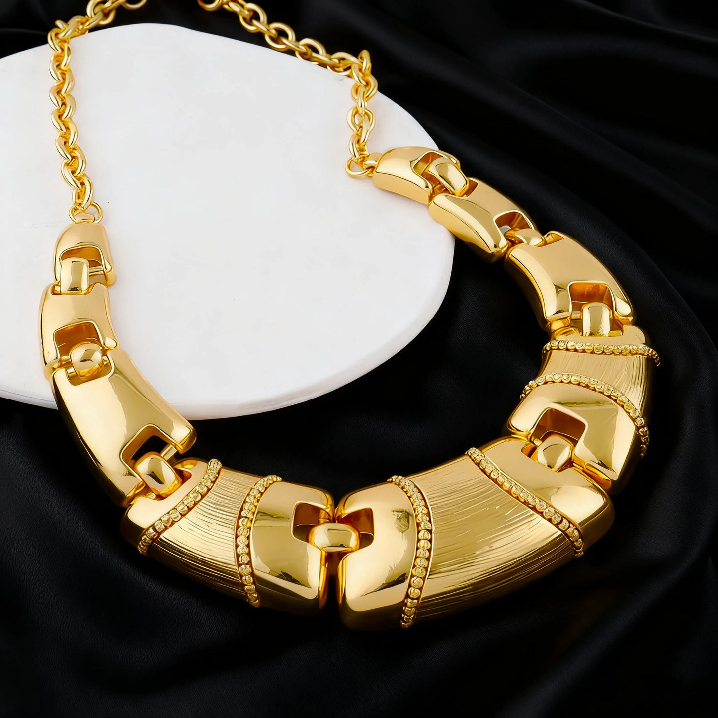 African Nigerian Jewelry Set Necklace Bracelet Earrings Ring Set Exaggerated Elegant Luxury Ladies Party Wedding Jewelry Set